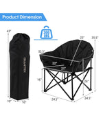 Oversized Folding Padded Camping Moon Saucer Chair Bag For Outdoor Fishing Black