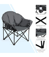 Folding Portable Moon Padded Camping Chair With Carry Bag & Cup Holder Gray