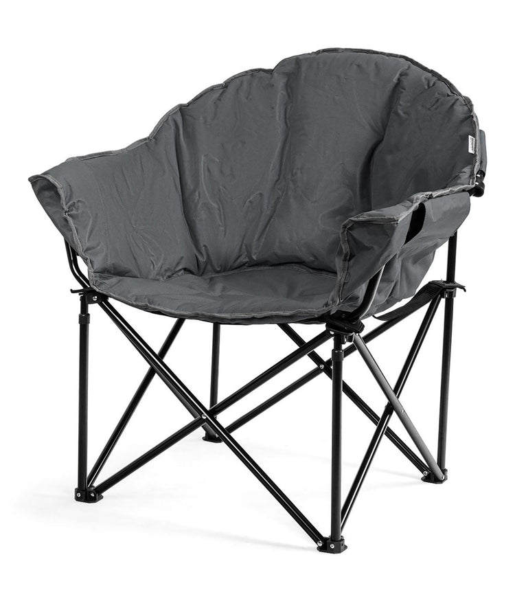 Folding Portable Moon Padded Camping Chair With Carry Bag & Cup Holder Gray