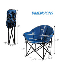 Folding Portable Moon Padded Camping Chair With Carry Bag & Cup Holder Navy