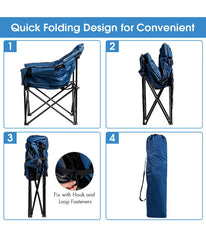 Folding Portable Moon Padded Camping Chair With Carry Bag & Cup Holder Navy