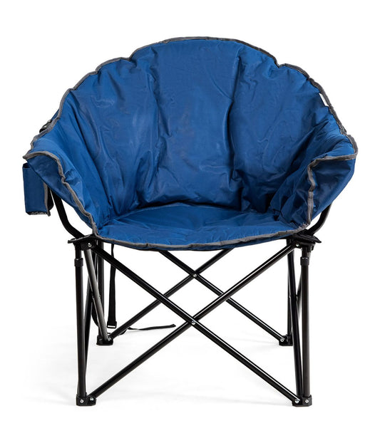 Folding Portable Moon Padded Camping Chair With Carry Bag & Cup Holder Navy