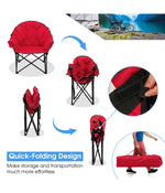 Oversized Folding Padded Camping Moon Saucer Chair Bag For Outdoor Fishing Red