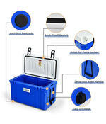 79 Quart Portable Cooler Ice Chest For 100 Cans For Camping Blue & White