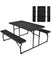 Foldable Camping Picnic Table Bench Set For Patio & Backyard Black