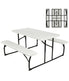  Foldable Camping Picnic Table Bench Set For Patio & Backyard White - White - Bonton