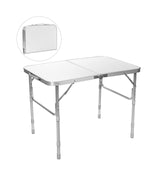 Patio Folding Aluminum Portable Camping Table With Adjustable White