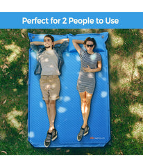 Full Size Self-Inflating Camping Mat Sleeping Pad With Pillows & Bag For Camping Blue