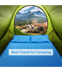 Full Size Self-Inflating Camping Mat Sleeping Pad With Pillows & Bag For Camping Blue