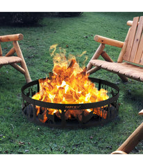 36'' Metal Fire Pit Ring Deer With Extra Poker Black