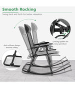 Patio Folding Camping Rocking Chair For Footrest Outdoor Grey