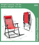 Patio Folding Camping Rocking Chair For Footrest Outdoor Red
