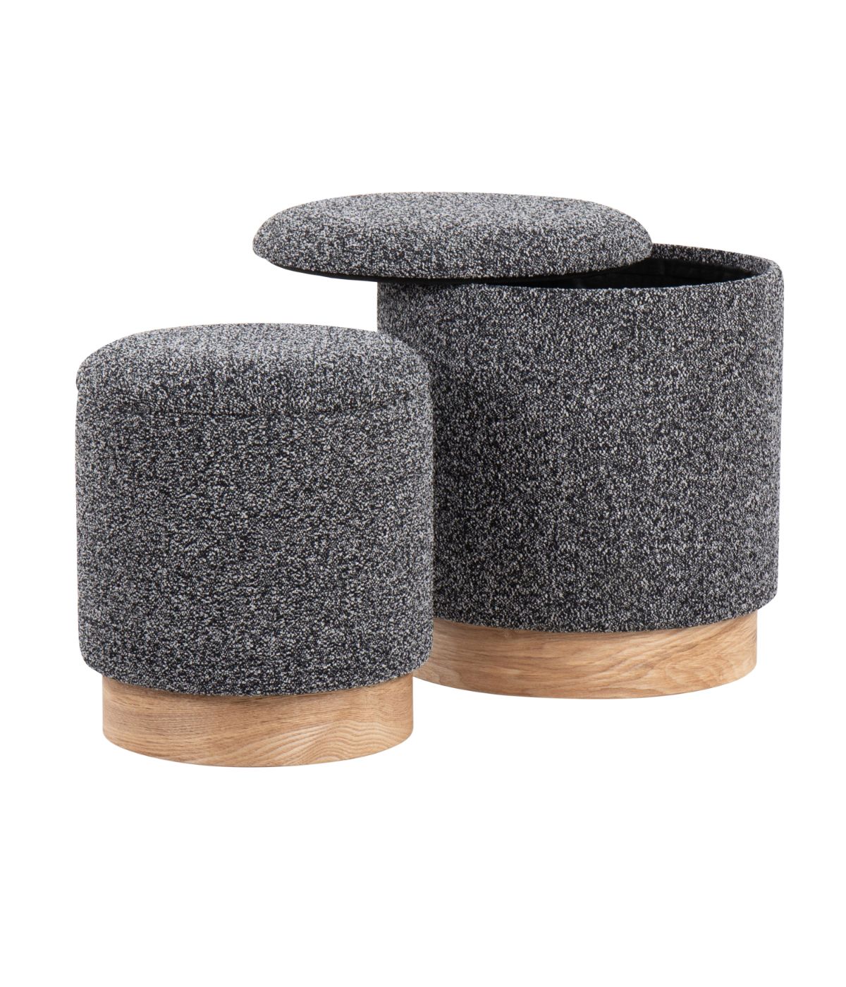  LumiSource Marla Nesting Natural Ottoman Set Natural & Black - Natural & Black - Bonton