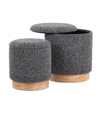 Marla Nesting Natural Ottoman Set Natural & Black