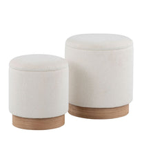 Marla Nesting Natural Ottoman Set Natural & Cream