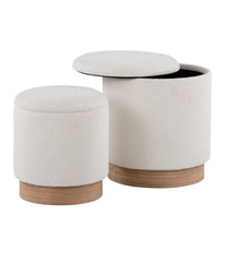 Marla Nesting Natural Ottoman Set Natural & Cream