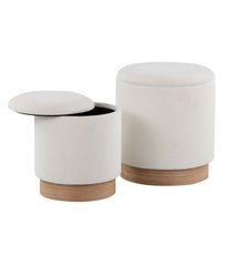 Marla Nesting Natural Ottoman Set Natural & Cream