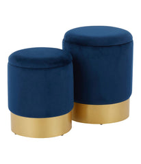 Marla Nesting Ottoman Set Gold & Blue