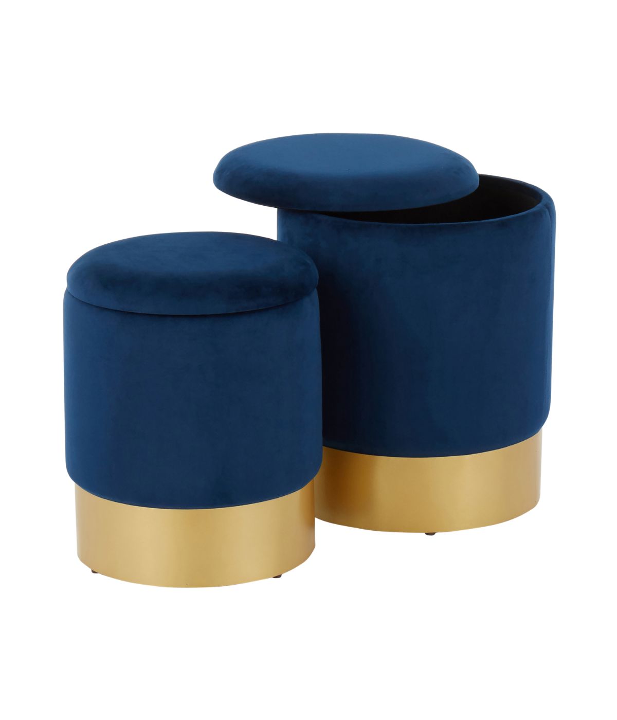 Marla Nesting Ottoman Set Gold & Blue