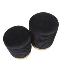 Marla Nesting Pleated Ottoman Set Gold & Black