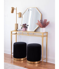 Marla Nesting Pleated Ottoman Set Gold & Black