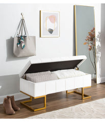 Midas Storage Bench Gold & White