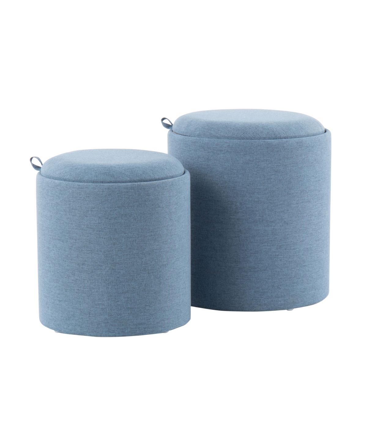  LumiSource Tray Nesting Ottoman Set Blue & Natural - Blue & Natural - Bonton