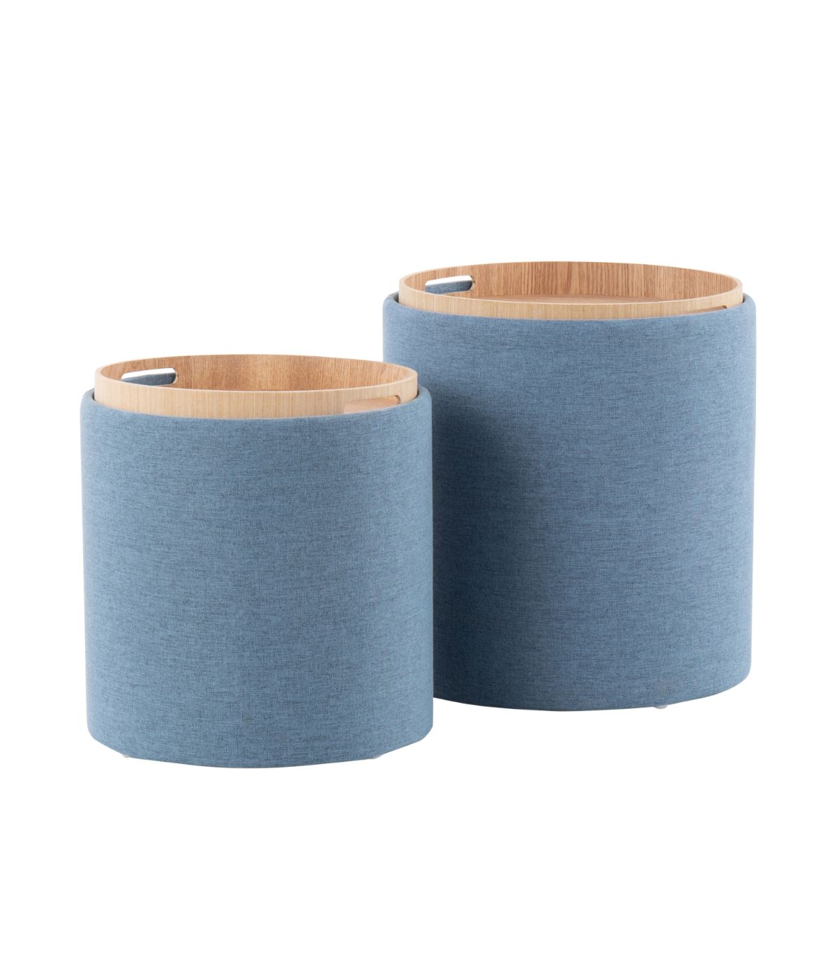  LumiSource Tray Nesting Ottoman Set Blue & Natural - Blue & Natural - Bonton