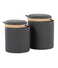 Tray Nesting Ottoman Set Charcoal & Natural