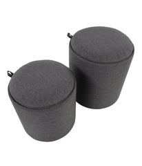 Tray Nesting Ottoman Set Charcoal & Natural