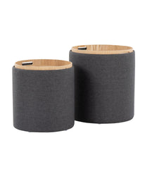 Tray Nesting Ottoman Set Charcoal & Natural