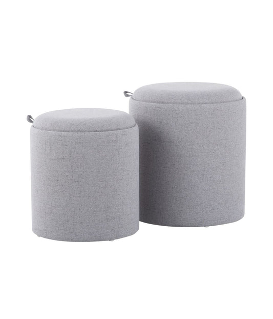 Tray Nesting Ottoman Set Grey & Natural