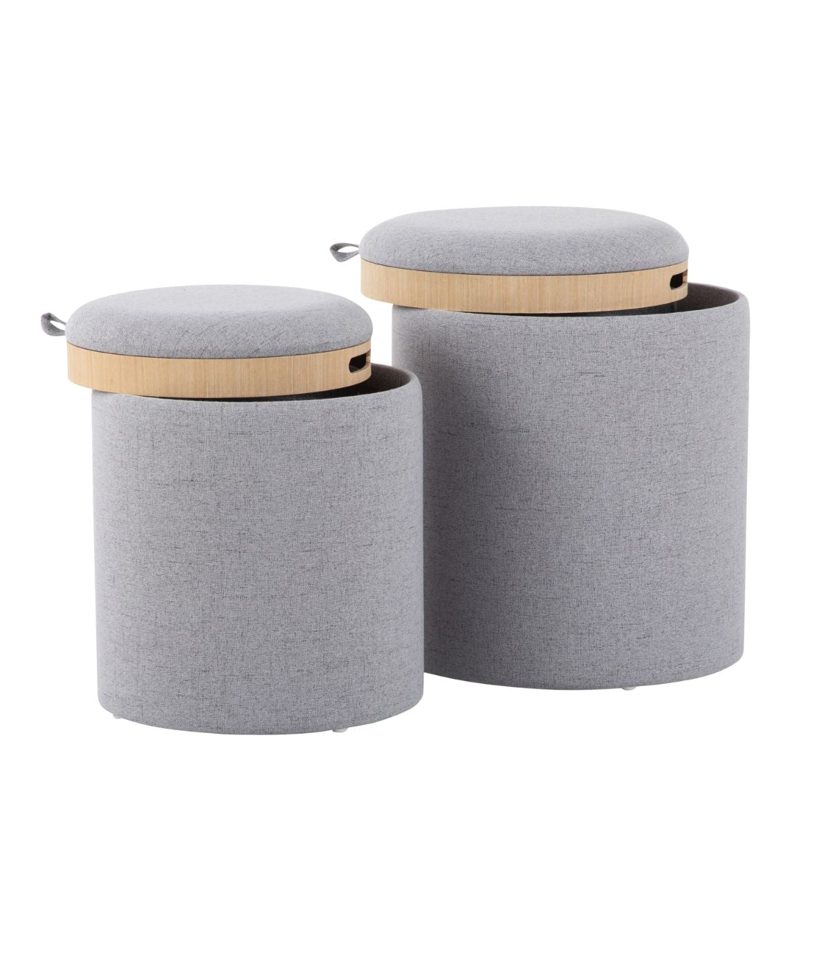  LumiSource Tray Nesting Ottoman Set Grey & Natural - Grey & Natural - Bonton