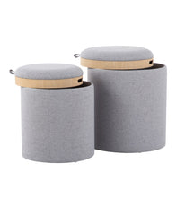 Tray Nesting Ottoman Set Grey & Natural