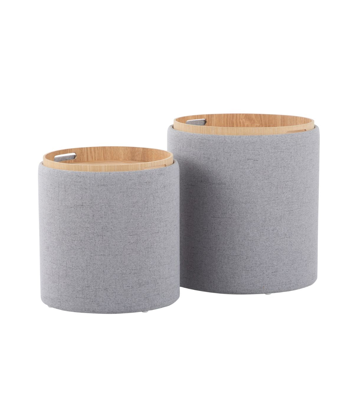  LumiSource Tray Nesting Ottoman Set Grey & Natural - Grey & Natural - Bonton