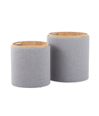 Tray Nesting Ottoman Set Grey & Natural