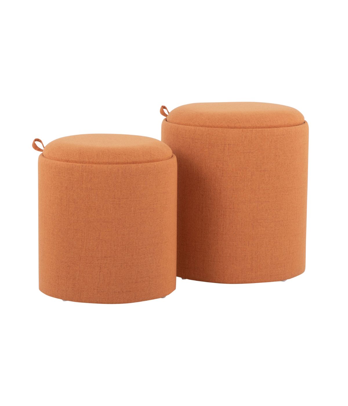  LumiSource Tray Nesting Ottoman Set Orange & Natural - Orange & Natural - Bonton