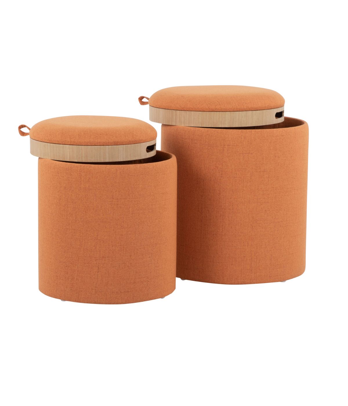  LumiSource Tray Nesting Ottoman Set Orange & Natural - Orange & Natural - Bonton