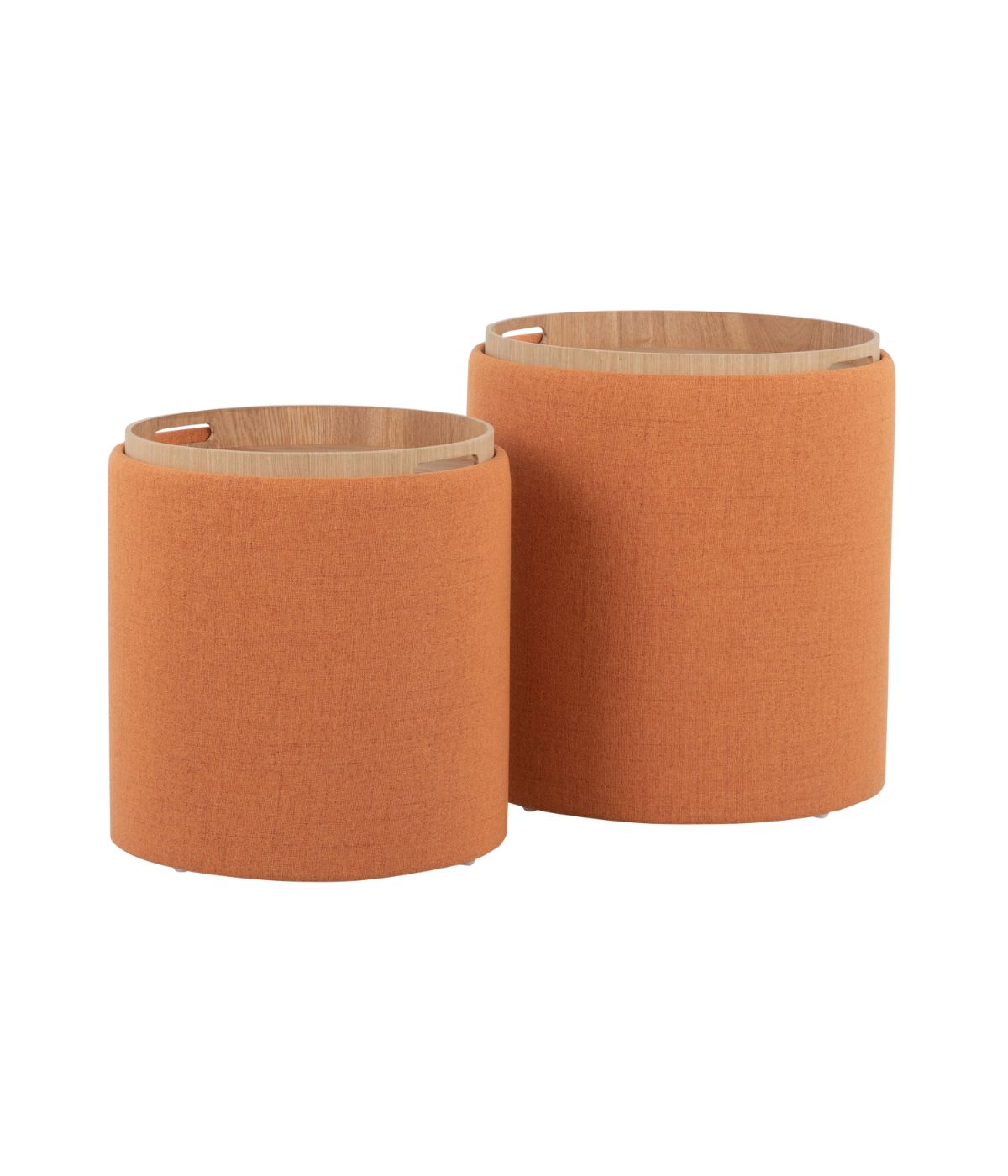  LumiSource Tray Nesting Ottoman Set Orange & Natural - Orange & Natural - Bonton