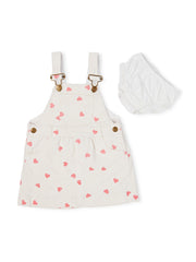 Heart Print Corduroy Pinafore Dress