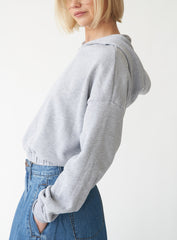 Oman Cinched-Waist Hooded Fleece Pullover Sweatshirt