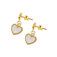 Mother of Pearl Heart Shaped Earrings