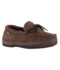 Men's suede moc slipper with fur lining 1 Chocolate