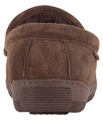 Men's suede moc slipper with fur lining 1 Chocolate