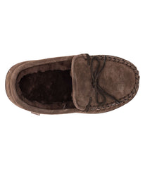 Men's suede moc slipper with fur lining 1 Chocolate