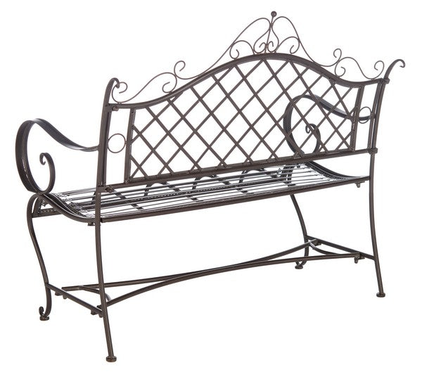  Safavieh Abner Wrought Iron Outdoor Garden Bench - Rustic Brown - Bonton