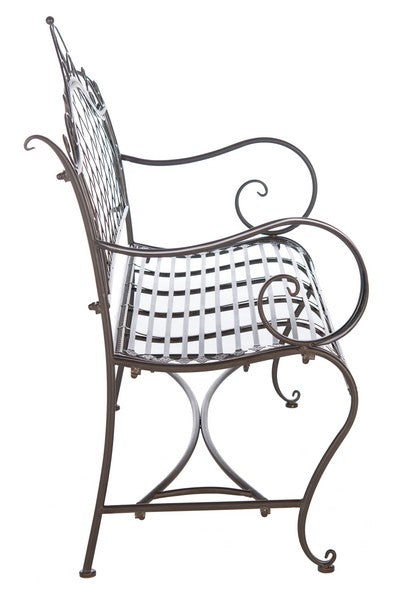  Safavieh Abner Wrought Iron Outdoor Garden Bench - Rustic Brown - Bonton