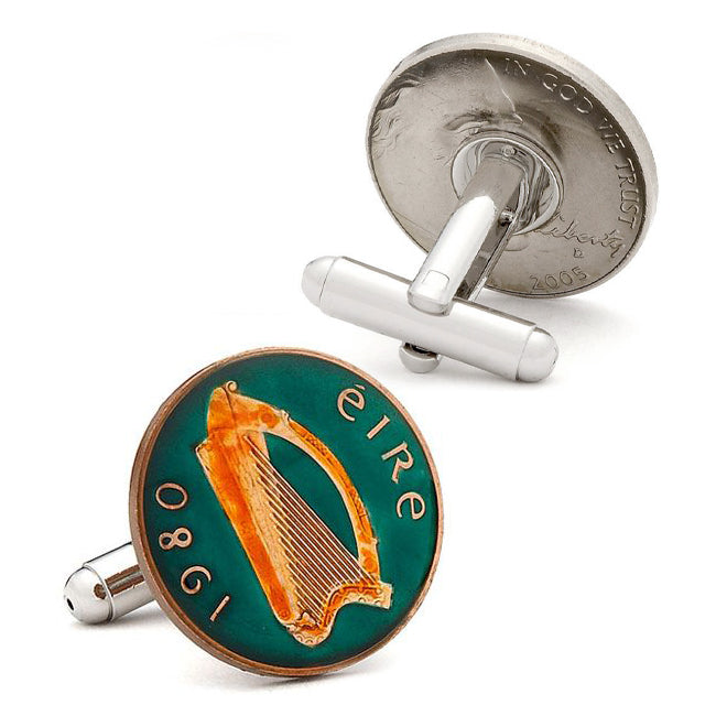  Cufflinks Hand Painted Irish Eire Coin Cufflinks - Default Title - Bonton