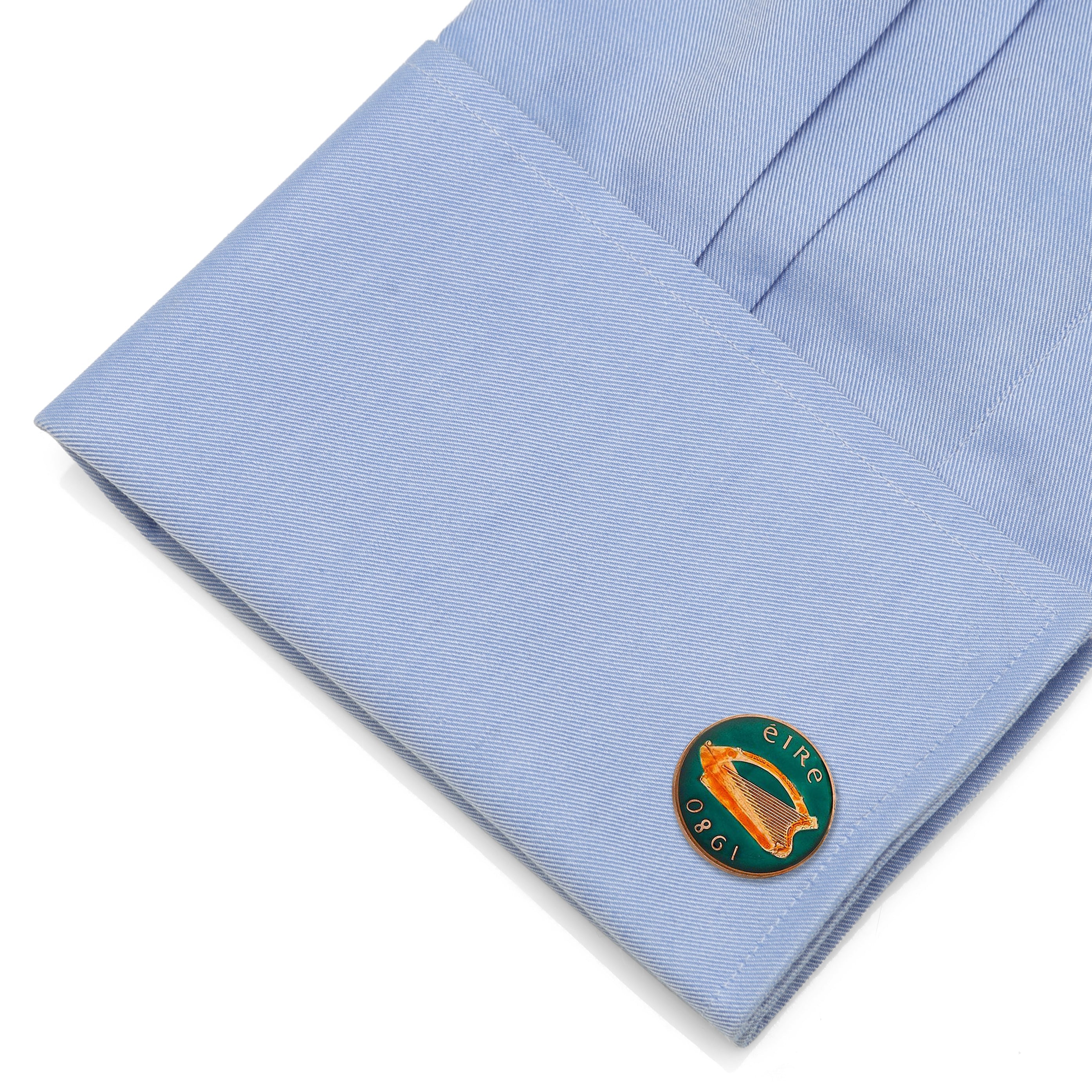  Cufflinks Hand Painted Irish Eire Coin Cufflinks - Default Title - Bonton