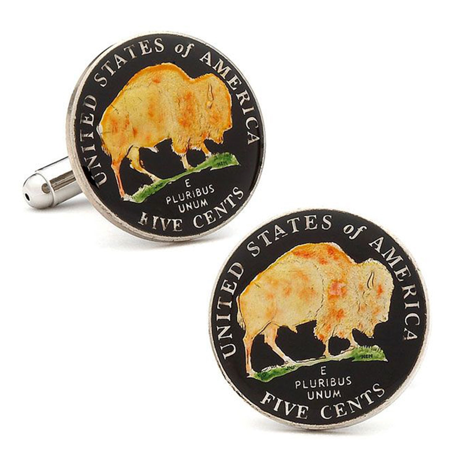  Cufflinks Hand Painted American Buffalo Nickel Coin Cufflinks - Default Title - Bonton